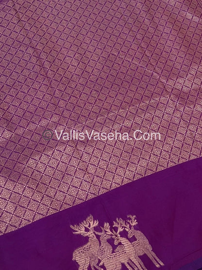 Semi Soft Silk - Deer Butta Border - Purplish Pink Shade -VVSSS017
