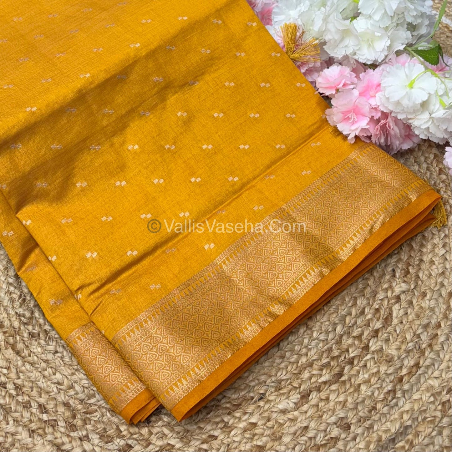 Semi Tussar Silk - Grand Pallu  - Yellow Shade - VVSTS020