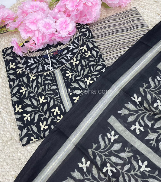 Ready Made - Semi Patiyala 3(pc) Set - Printed Cotton - VVRSP001