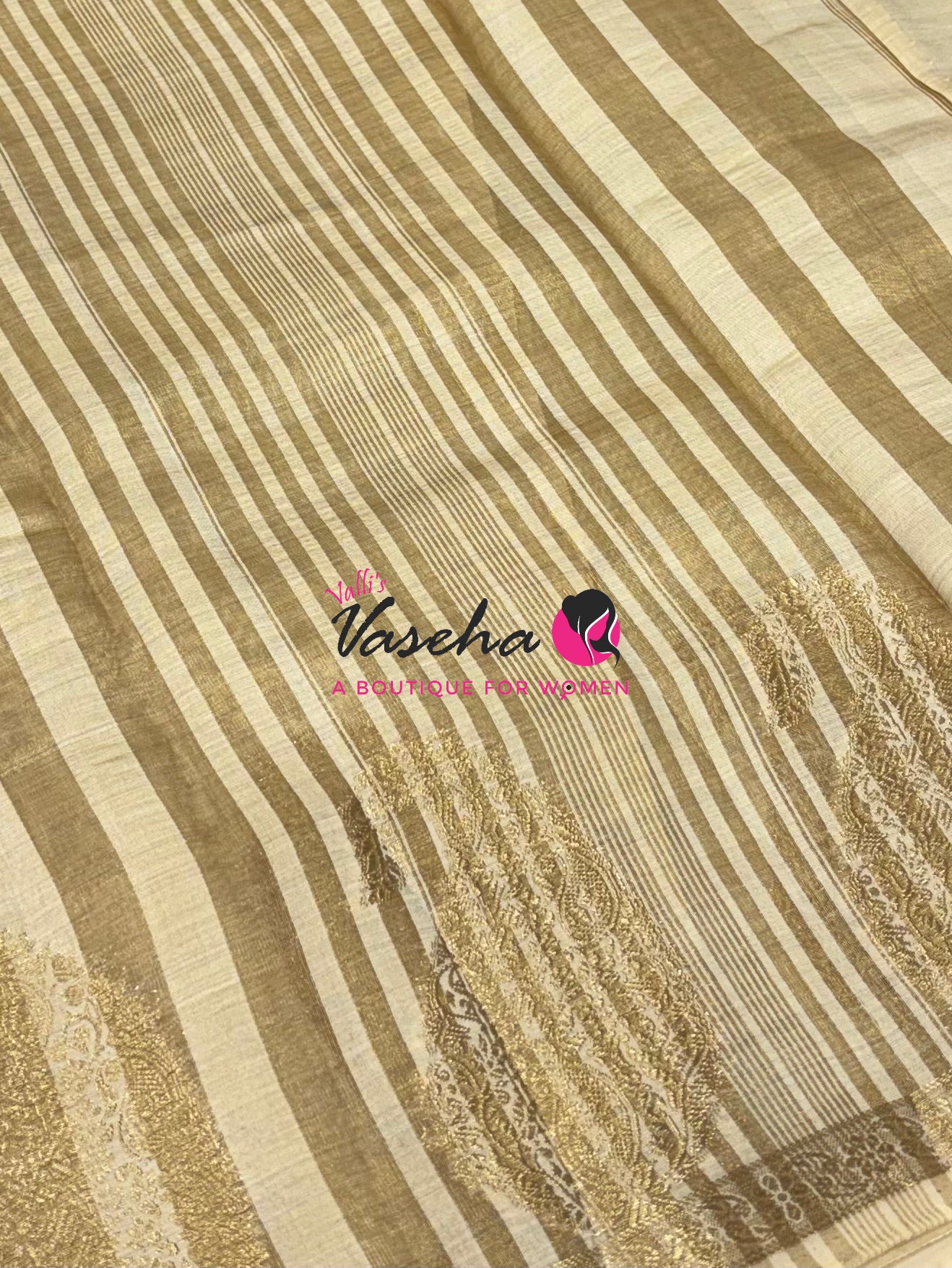 Semi Tussar Silk - Small Mango - Cream Shade - VVSTS002