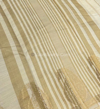 Semi Tussar Silk - Small Mango - Cream Shade - VVSTS002