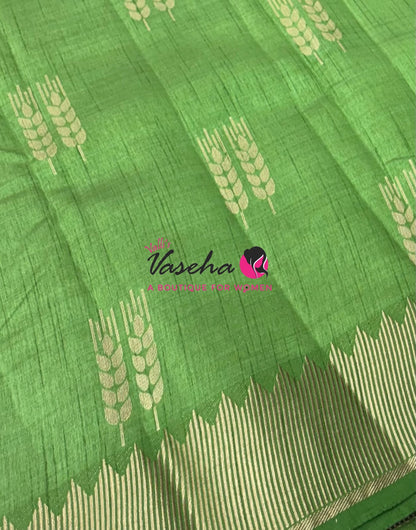 Semi Tussar Silk Saree | Pista Green Shade |VVSTS051