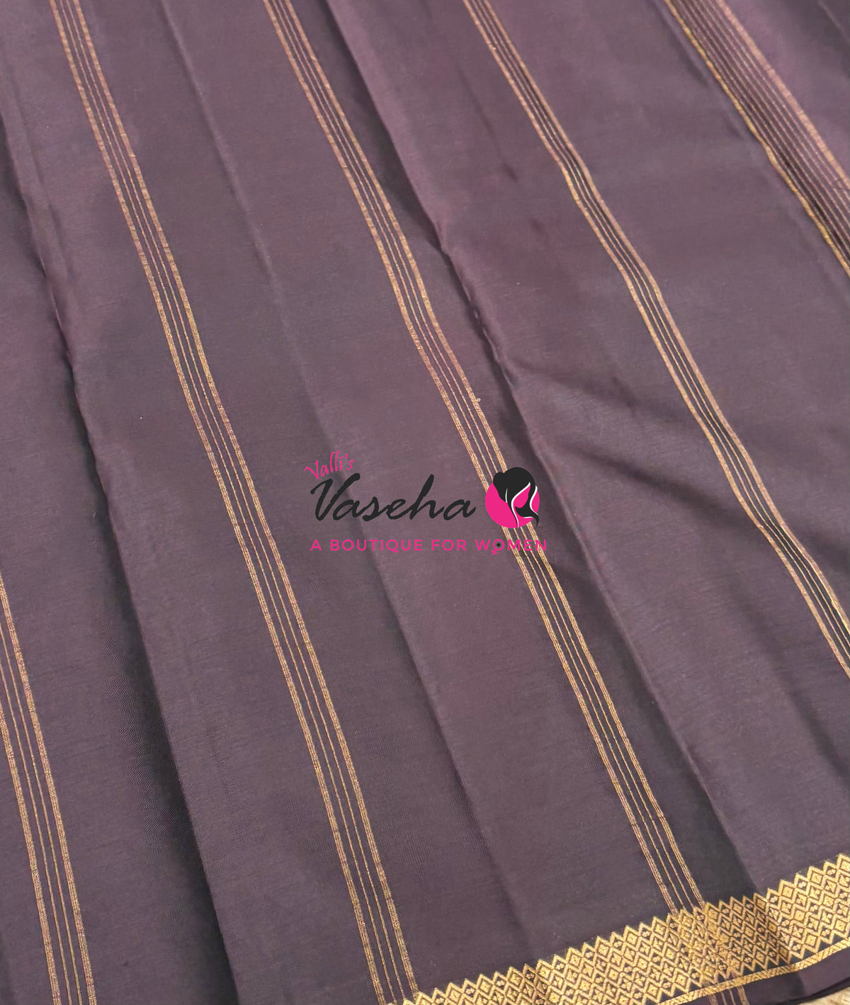 Pure Soft Silk Saree  -  Pink With Wine Brown Combo - VVPSS146