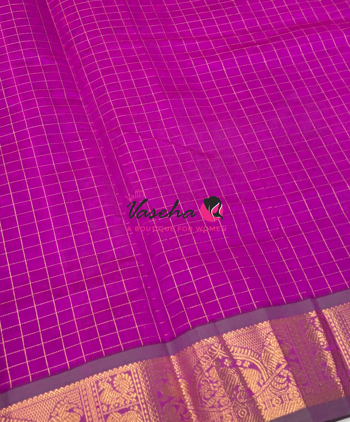 Semi Silk Cotton Saree - Checks Pattern - VVSSC019