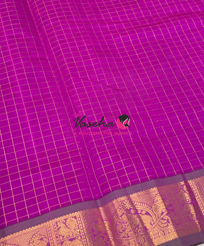 Semi Silk Cotton Saree - Checks Pattern - VVSSC019