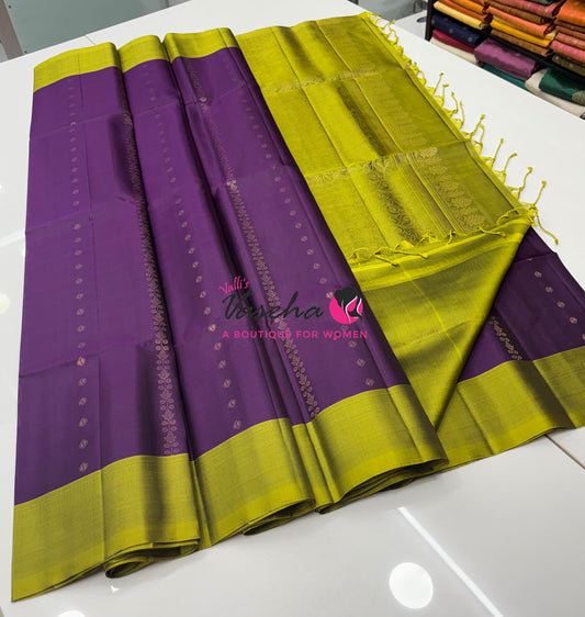 Pure Soft Silk Saree - Purple & Green - VVPSS119