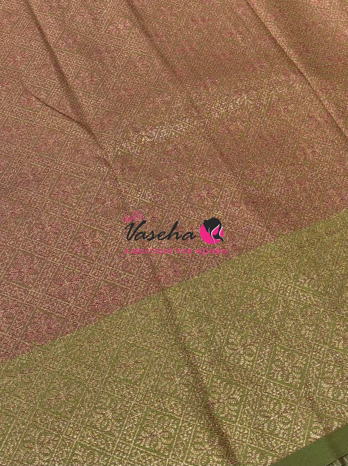 Semi Soft Silk - Pink  With Green - VVSSS039
