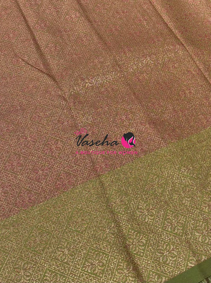 Semi Soft Silk - Pink  With Green - VVSSS039