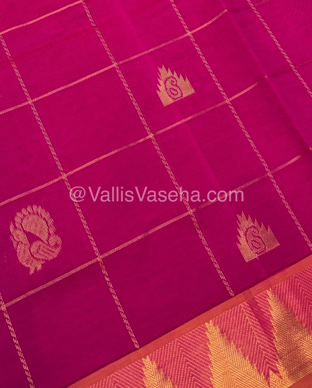 Semi Silk Cotton Saree - Pink with Orangish Yellow Shade - VVSSC002