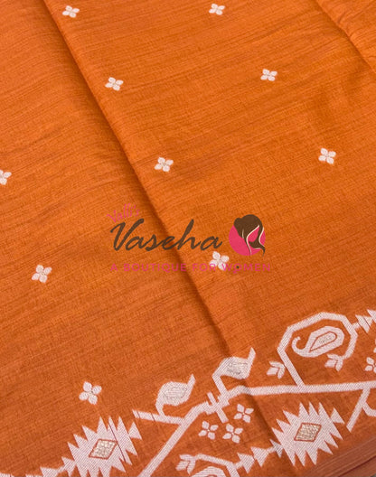 Semi Gicha Tussar Silk - Orange Shade - VVGTS002