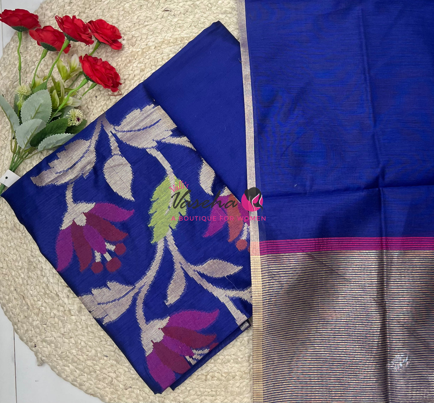 Unstitched Salwar Material - Fancy Cotton - Blue Shade  - VVUSM024