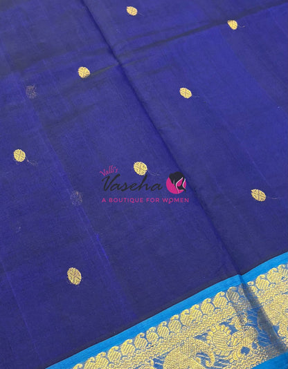 10 yards - Pure Silk Cotton - Blue  & Blue Shade  - VVTYSC002