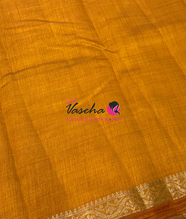 Semi Tussar Silk - Mustard Yellow Shade - VVSTS070