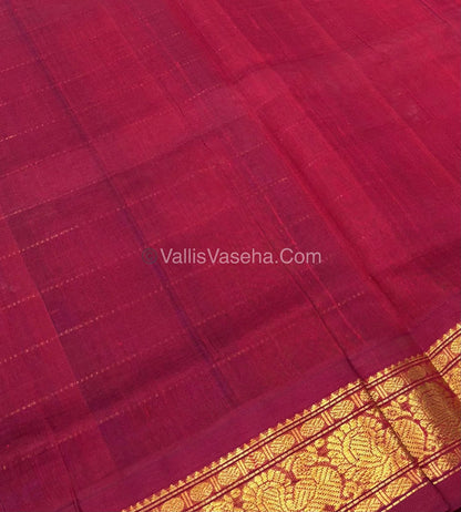 Pure Korvai Silk Cotton Saree - Blue With Red - VVKSC020