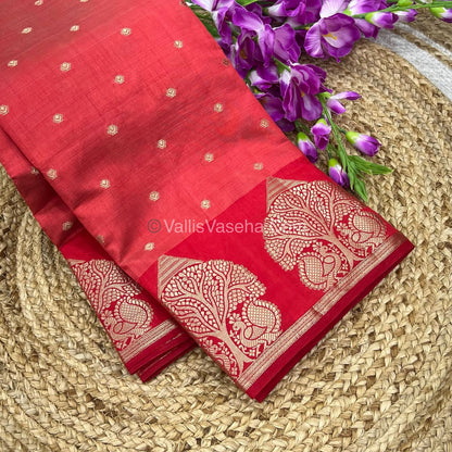 Semi Tussar Silk Saree - Red Shade - VVSTS036