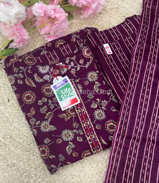 Ready Made - Anarkali - Salwar, Kameez & Duppatta(3pc)- Printed Cotton - VVAS006