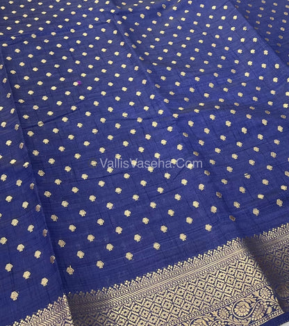 Semi Tussar Silk  - Navy Blue Shade  - VVSTS014