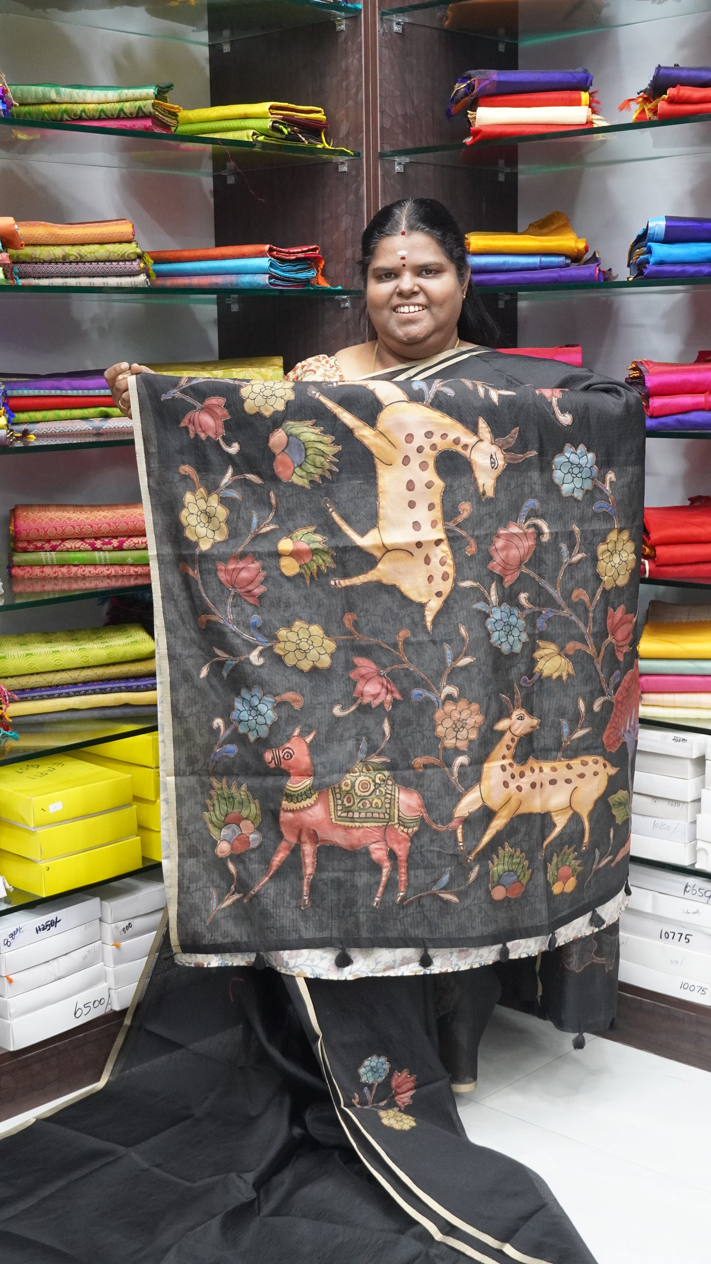 Kota Appliqué Work - Kalamkari design - Black - VVKA001