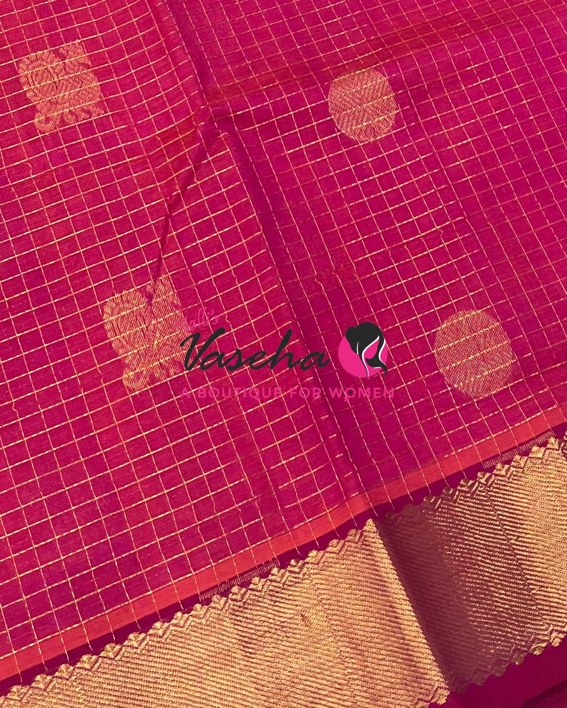 Pure Silk Cotton Saree - Mayil & Chakkaram Design - Pink With Pink Shade -VVMC002