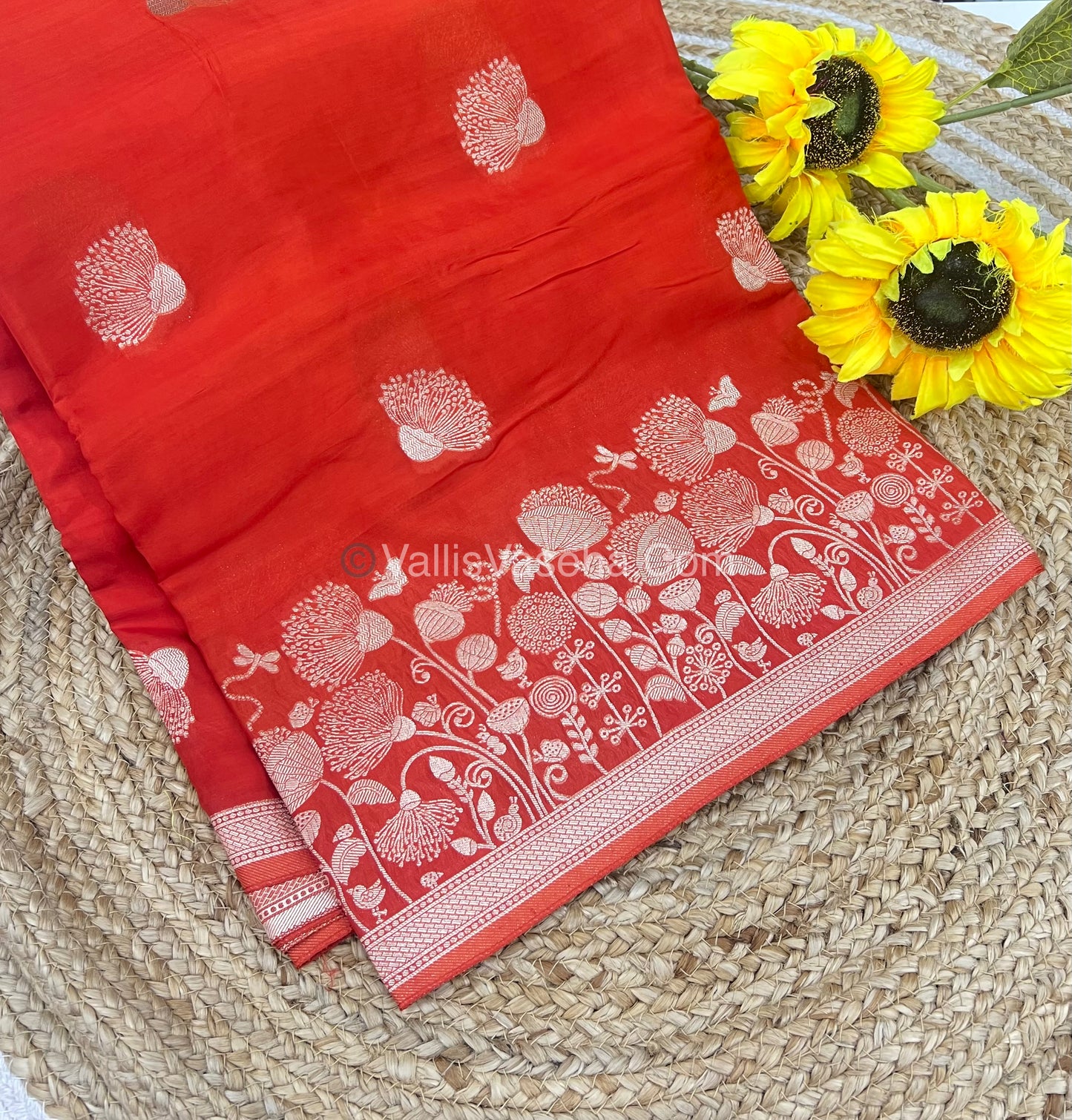 Banarasi Premium Viscose Saree - Orange Shade - VVBPV001