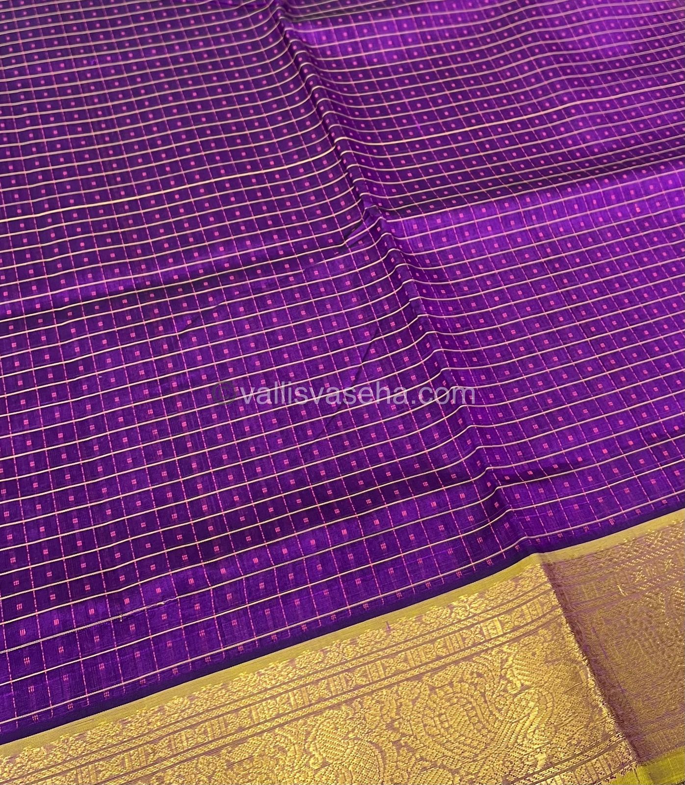 Pure Silk Cotton Saree - Blue With Yellow Shade - Lakshadeepam Design - VVPLD001