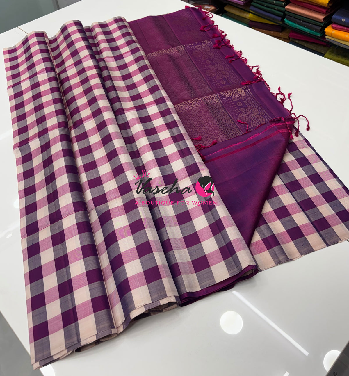 Pure Soft Silk Saree  - Small Pazhum Pazhamum Checks - VVPSS159