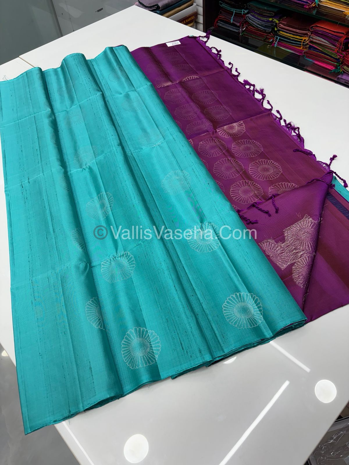 Pure Soft Silk Saree - Dupion Weaving - Blue & Purple Shade - VVPSS065