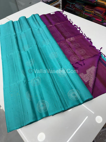 Pure Soft Silk Saree - Dupion Weaving - Blue & Purple Shade - VVPSS065