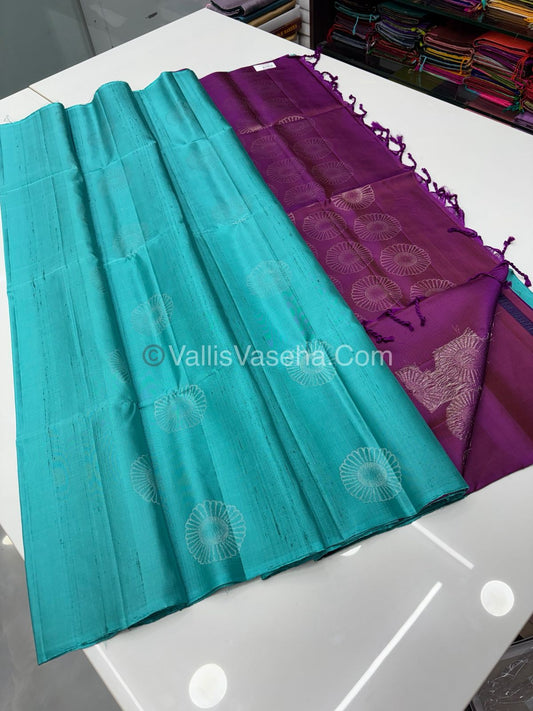 Pure Soft Silk Saree - Dupion Weaving - Blue & Purple Shade - VVPSS065