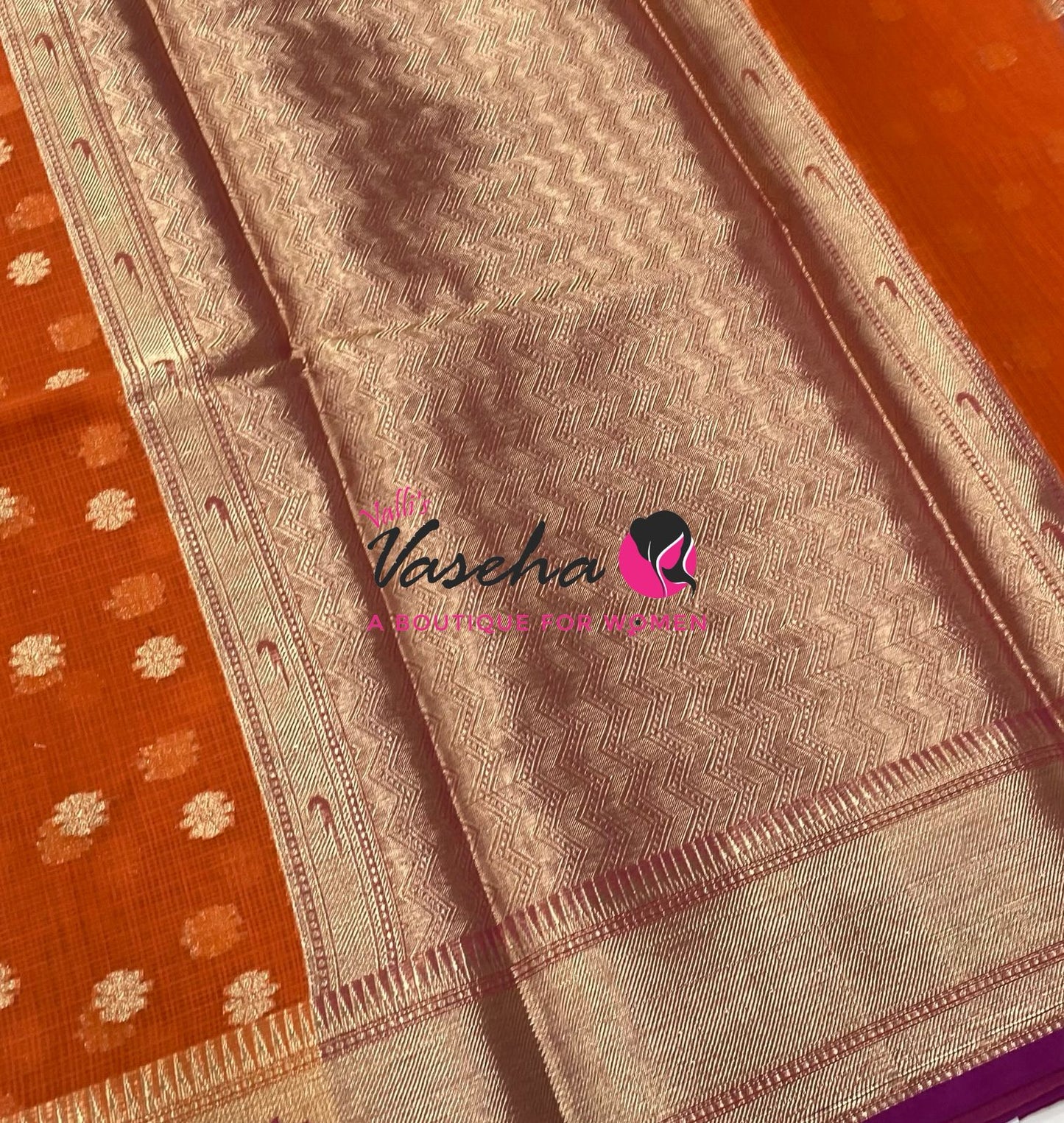 Kota Saree - Paithani Border - Orange with  Pink   - VVKPS001