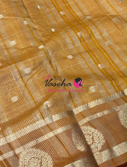 Semi Tussar Silk Saree | Orange Shade |VVSTS060