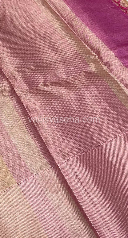 Semi Bridal Tissue Sarees - Jyothika Hit Design - Gold muxed Pink shade - VVJTS001