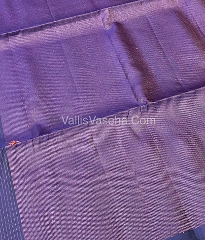 Pure Soft Silk Saree - Antique Zari - Border Less - Navy Blue - VVPSS037