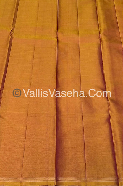 Pure Kanchipuram Silk Saree - Merun with Mustard( Venthayam Yellow) combo - VVPS006