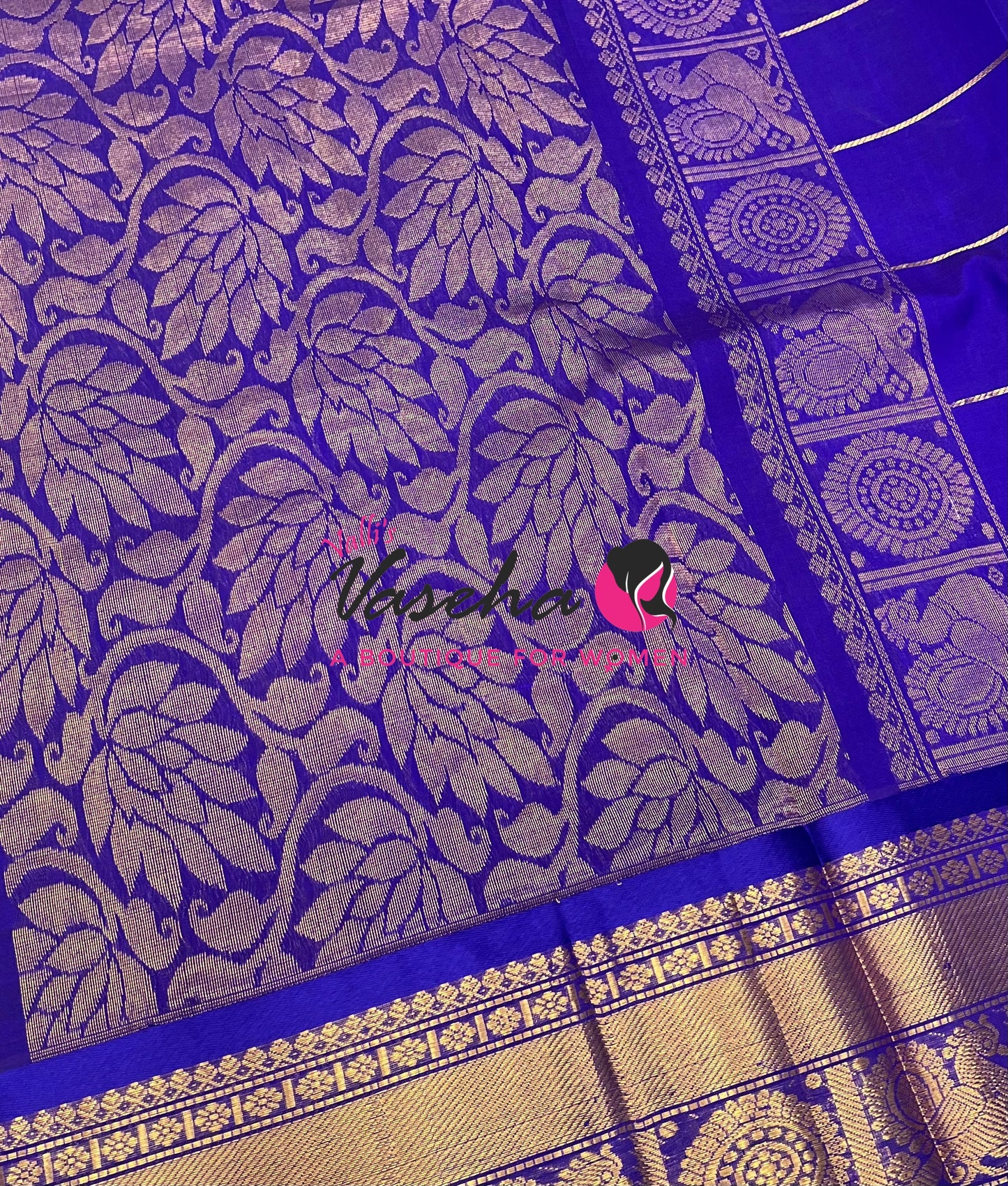 Pure Silk Cotton Saree - Mayil & Chakkaram Design - Lemon Yellow With Blue VVMC001