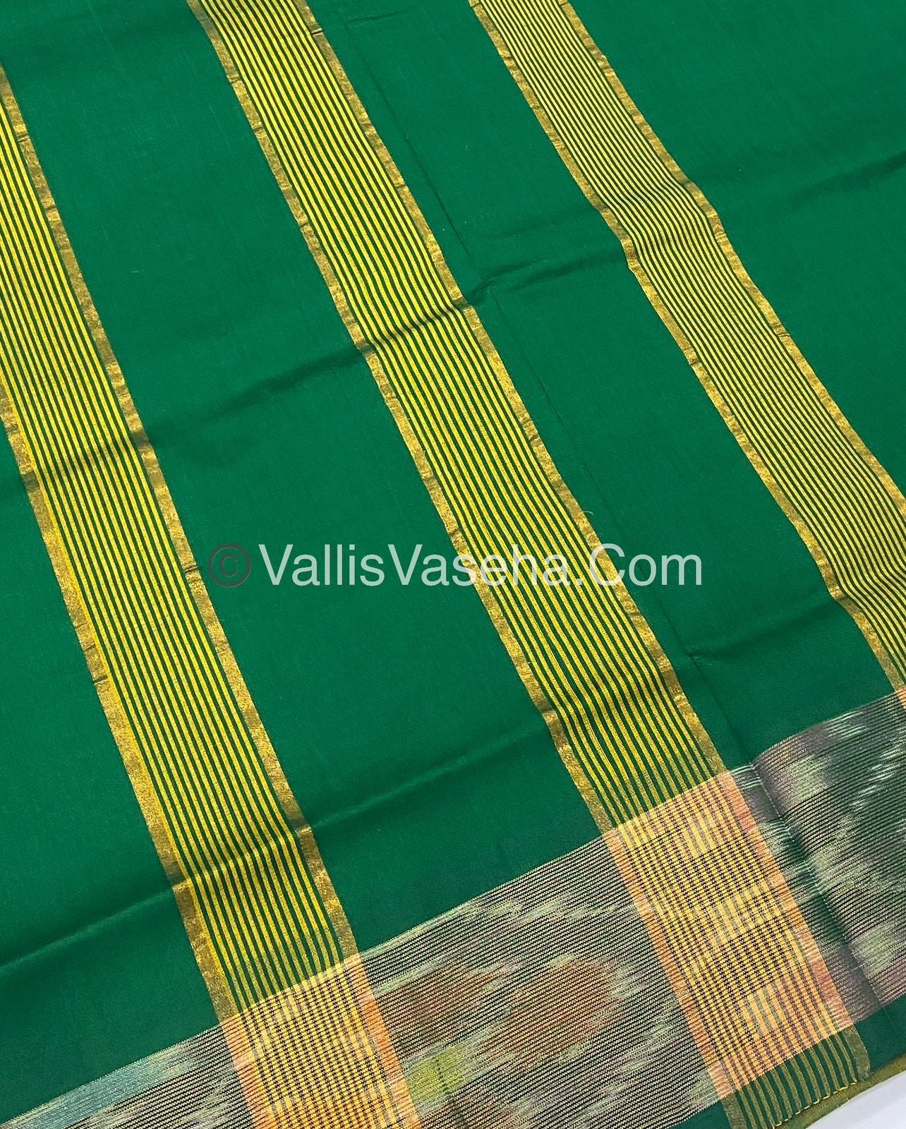 Semi Silk Cotton Saree - Yellow & Green  - VVSSC001