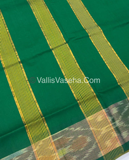 Semi Silk Cotton Saree - Yellow & Green  - VVSSC001