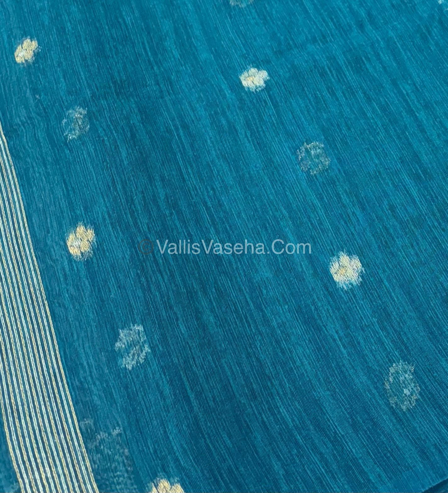 Linen Mixed Jute Silk Saree - Ramar Blue Shade - VVLMJ002