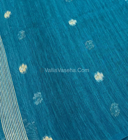 Linen Mixed Jute Silk Saree - Ramar Blue Shade - VVLMJ002