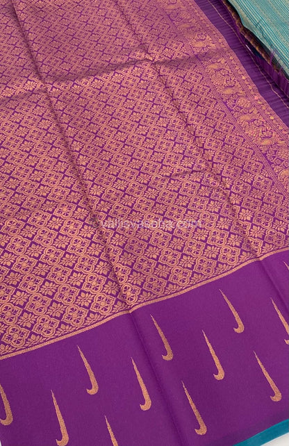 Kanchi Semi Silk - Ramar Blue with Purple - VVKSS001