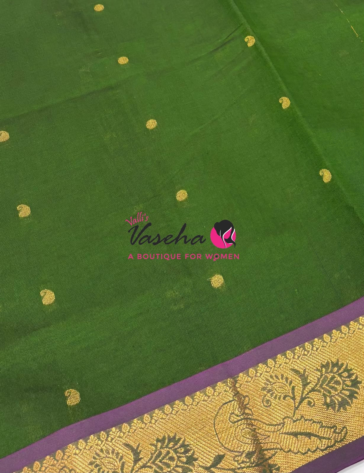 Semi Silk Cotton Saree - Small Round with Zari Butta  -  VVSSC014