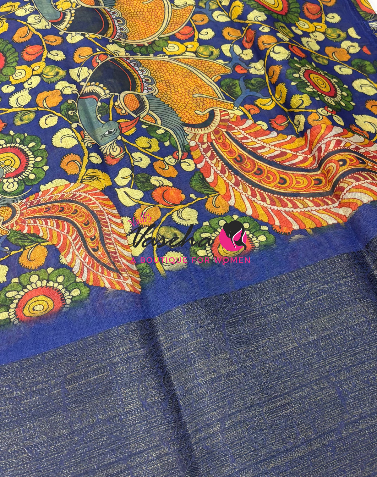 30% less - Offer Saree - Kalamkari Linen Saree - VVDS008