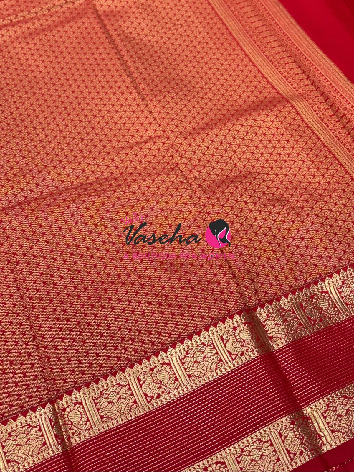 Semi Kanchi Silk  - Brown & Red - VVSKS007