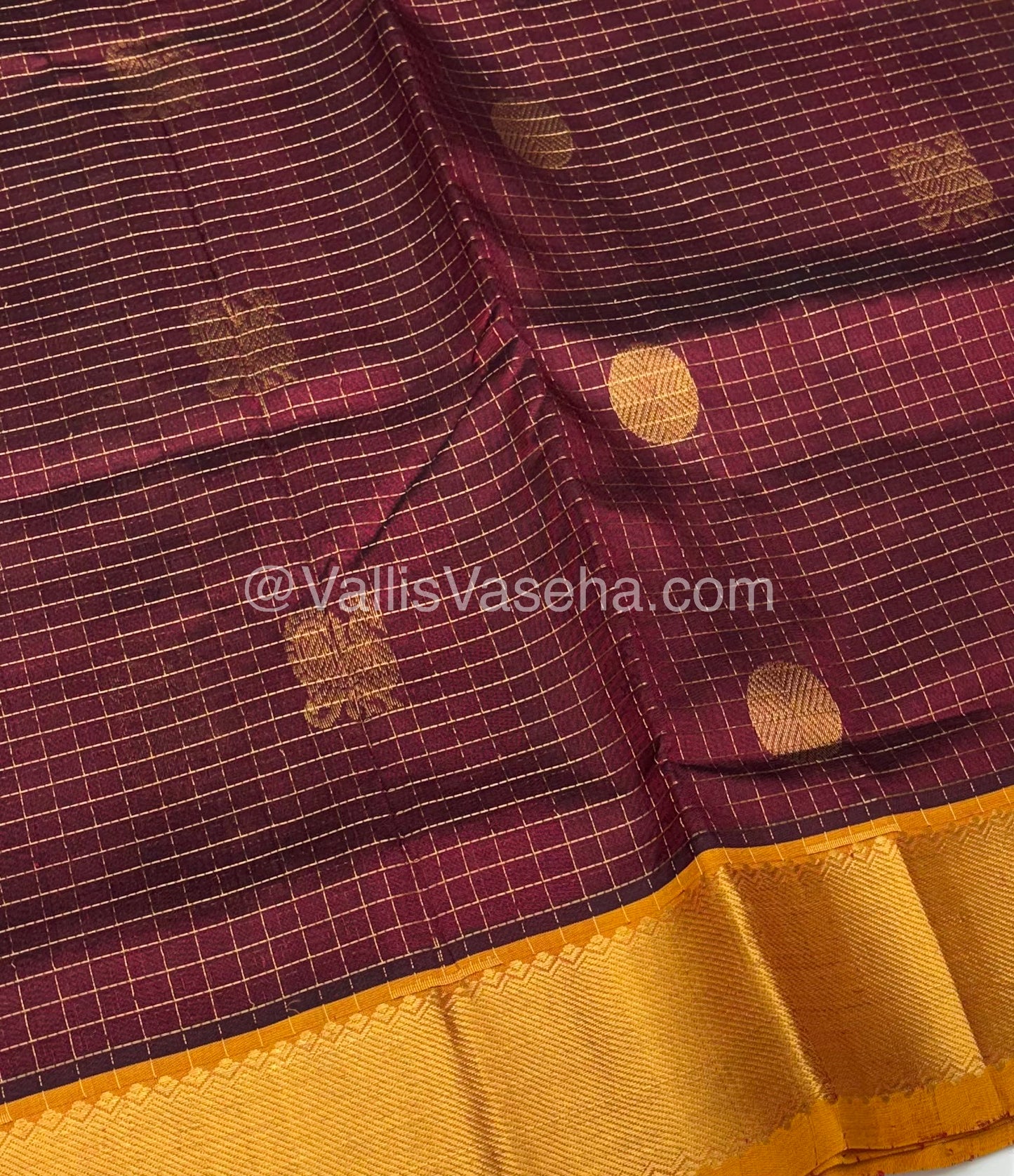 Pure Silk Cotton Saree - Mayil & Chakkaram Design - Maroon With Peach Shade - VVMC002