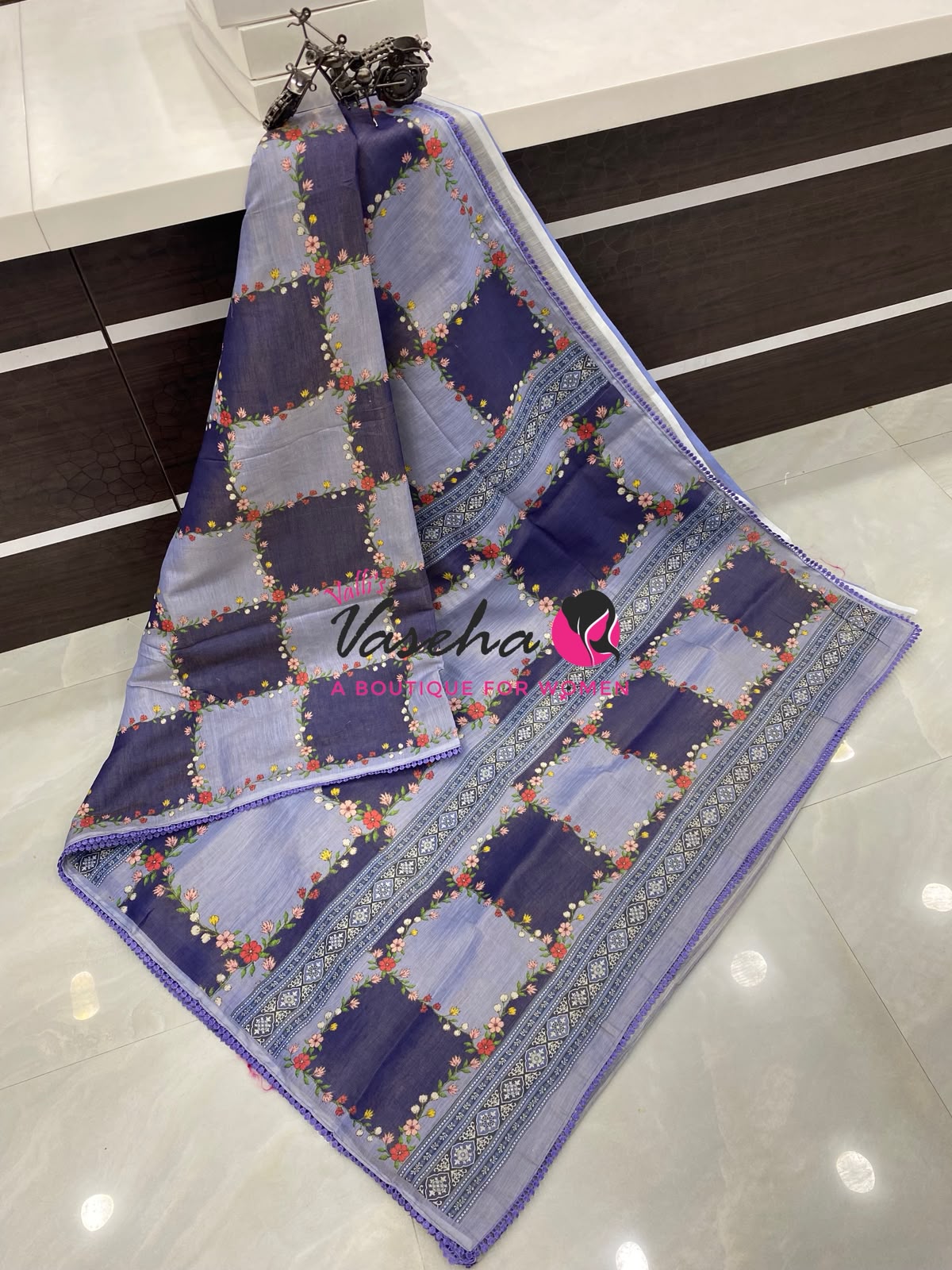Linen Tissue Saree -  Light & Dark Combo - Violetish purple Shade - VVLTS007 - Chart No. 2