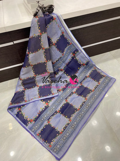 Linen Tissue Saree -  Light & Dark Combo - Violetish purple Shade - VVLTS007 - Chart No. 2