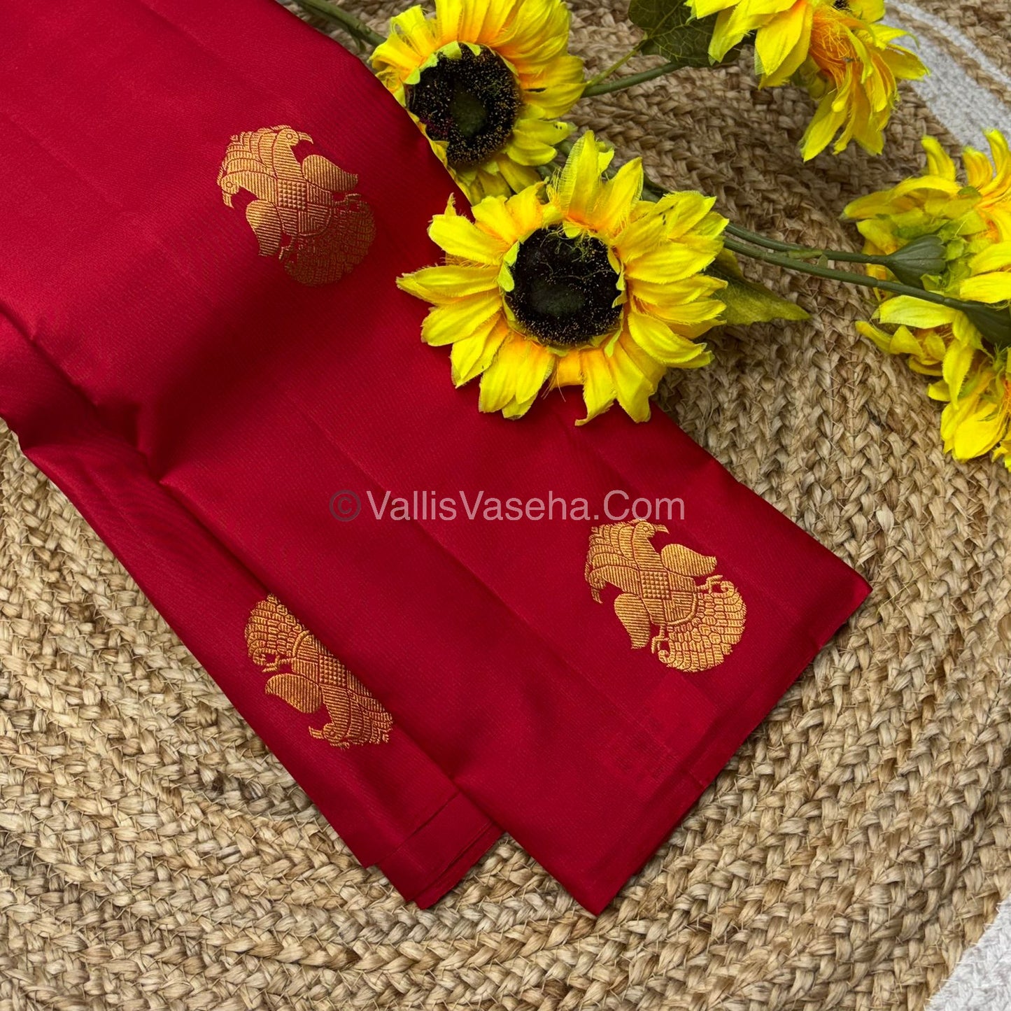 Pure Kanchipuram Silk Saree - Borderless - Red Shade - VVPS043