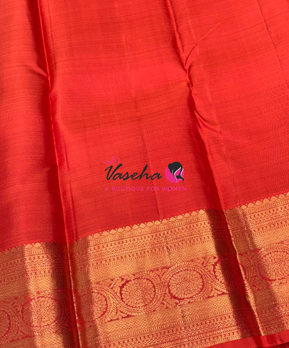 Pure Kanchipuram Silk Saree - Purplish Pink With Orangish Peach - VVPS099