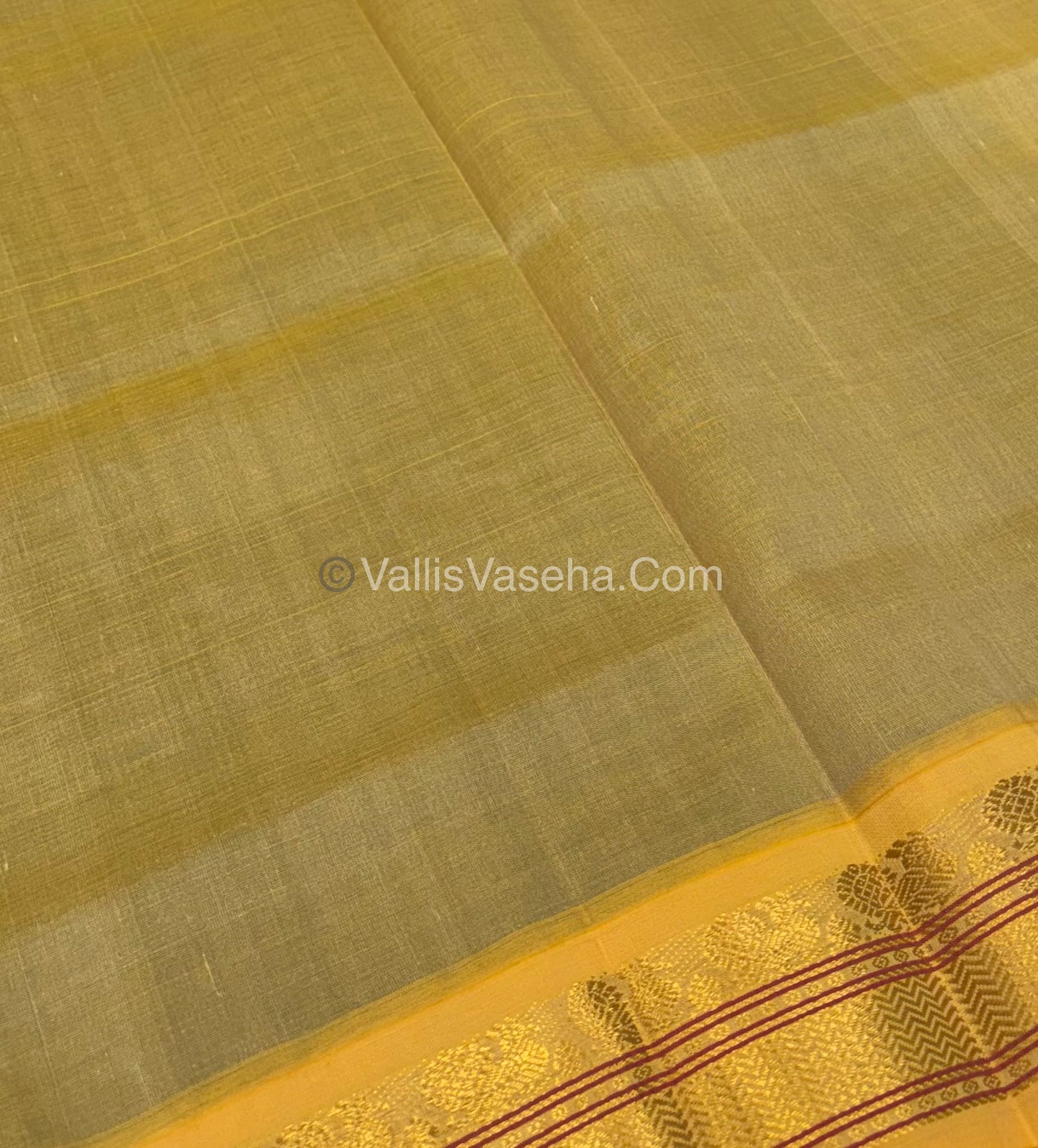 Pure Korvai Silk Cotton - Green & Cream Combo - VVKSC010
