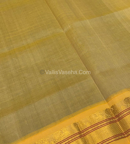 Pure Korvai Silk Cotton - Green & Cream Combo - VVKSC010